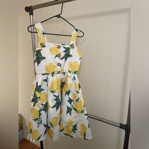 Lemon and grass print pleated dress never worn